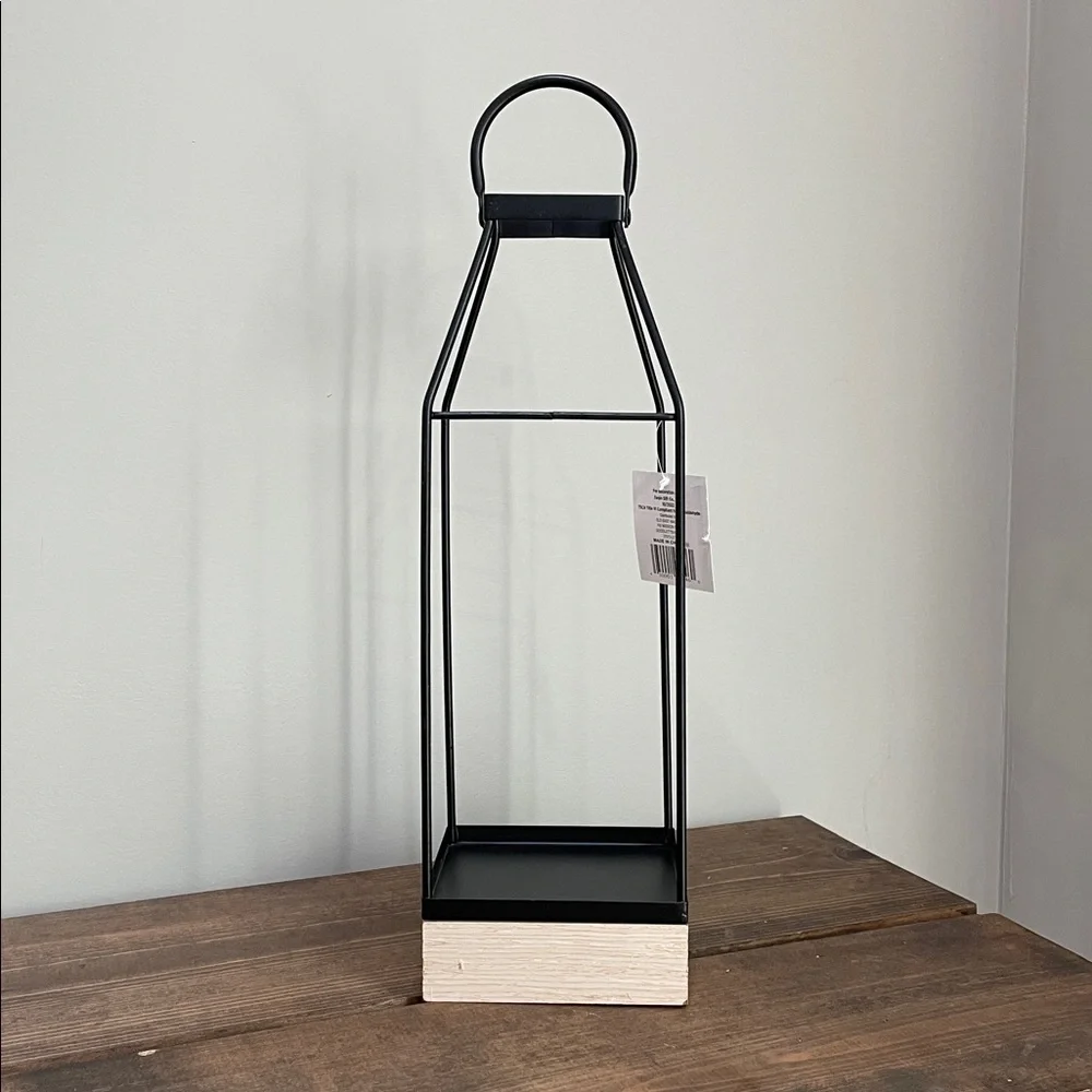 Black Lantern With Wooden Base